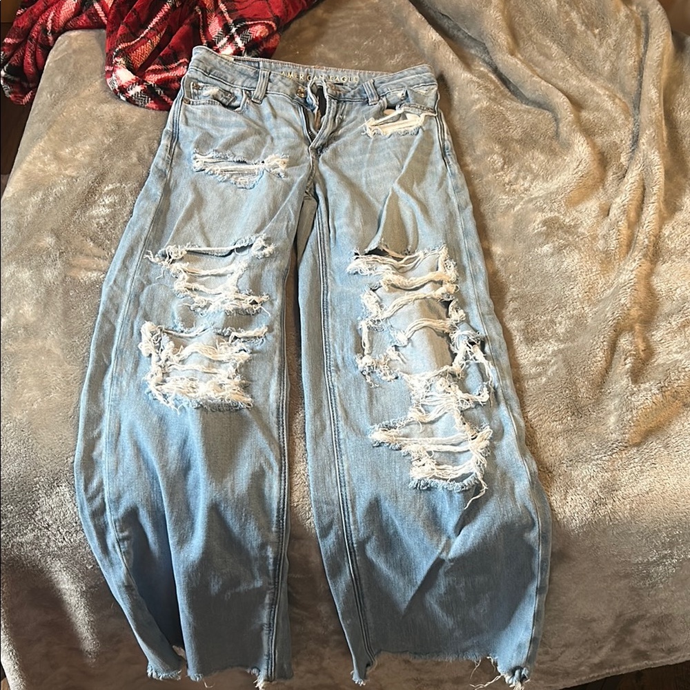 American Eagle Outfitters Blue Flare Wide Leg Jeans
